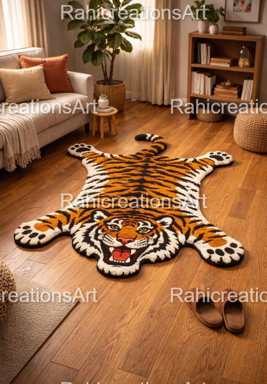 Hand Tufted Tibetan Tiger Rug – Authentic Wool Area Carpet Traditional ...