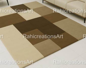 Geometric Hand Tufted Rug 100% Wool Area Rug Handmade Modern Abstract Rugs for Living room, Bedroom, Decor 8X10, 9X12, Custom Rug