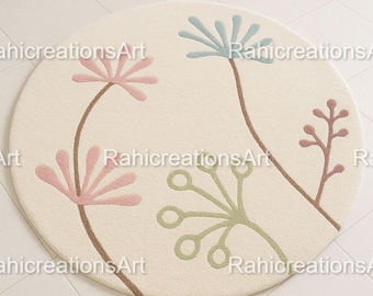 Handgemaakt getuft tapijt 100% wollen vloerkleed rond modern tapijt handgetuft cirkeltapijten voor woonkamer, slaapkamer, kinderkamer, decor