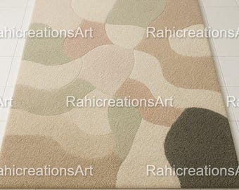 Handmade Tufted Rug Modern Abstract Wool Area Rugs Hand Tufted Carpet for Living room, Bedroom, Home Decor, 7X10 8X10 9X12 Custom Sizes Rug