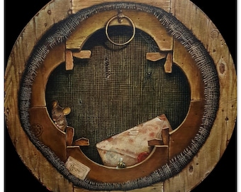 St. Jerome's Helper Wood Print: Whimsical Mouse Art by Tigran Vardikyan