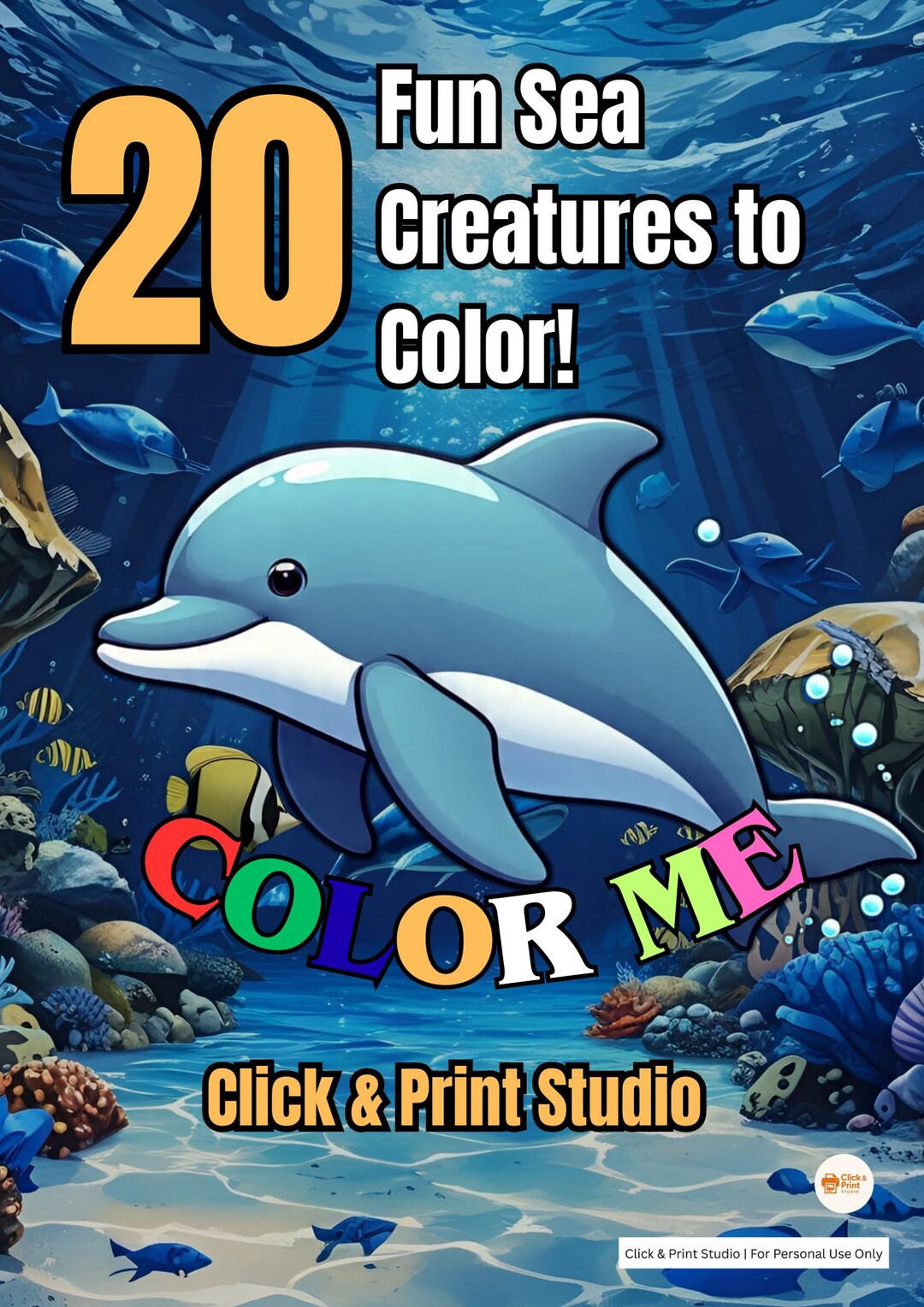 20 Fun Sea Creatures to Color | Kids Printable Coloring Book | Ocean ...