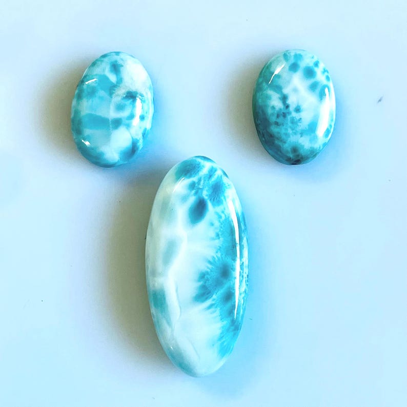 Blue Larimar Cabochon Gemstone 3-piece Set-making DIY Jewelry - Etsy