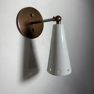 Handmade White Wall Sconce: Antique Brass Finish
