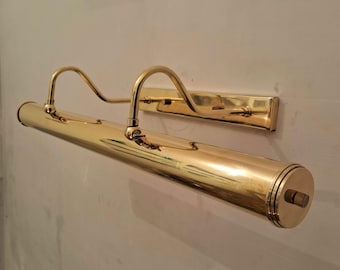 Rohes Messing 4-flammige Bilderleuchte, Vintage Mid Century Wandlampe