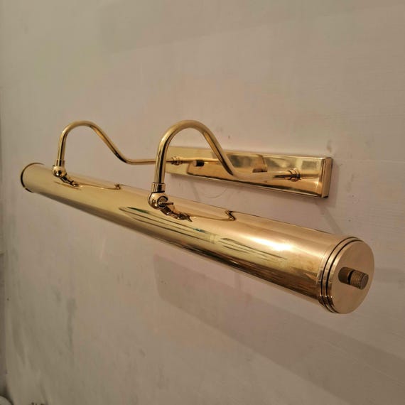 Raw Brass 4-Light Picture Light, Vintage Mid Century Wall Lamp