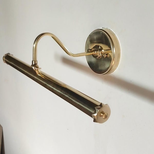 Solid Brass LED Picture Light - Wall Mounted Art Lamp with Designer Canopy