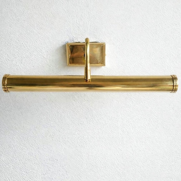 Raw Brass Picture Light – Mid Century Modern Wall Sconce (18")  Italian Style Art Light