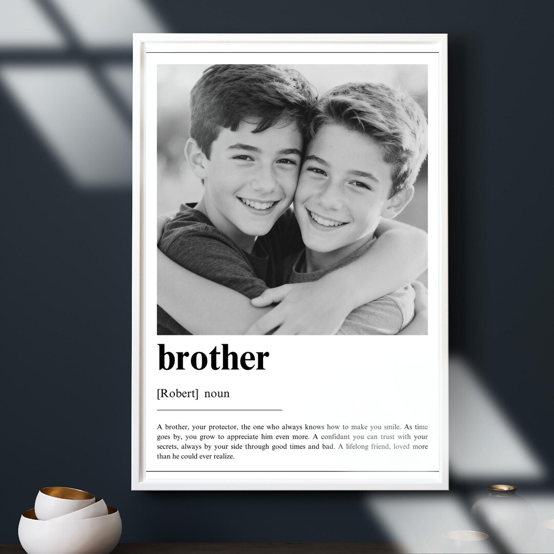 Brother Discraption Personalized Brother Definition Print With Photo | Custom Sibling Gift ...