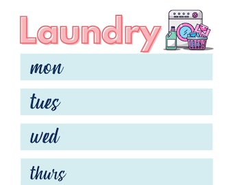 Laundry Schedule Etsy