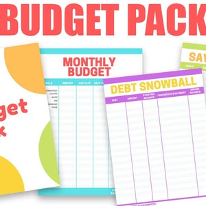 Printable Budget Pack, Debt Tracker, Monthly Budget, Debt Snowball, Savings Goals, Personal Finance Tracker, Budget Binder, Budget Planner