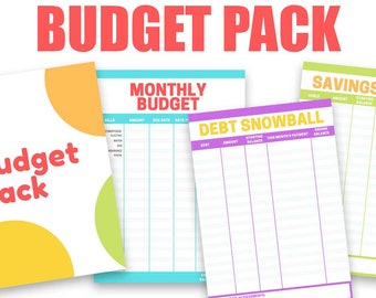 Printable Budget Pack, Debt Tracker, Monthly Budget, Debt Snowball, Savings Goals, Personal Finance Tracker, Budget Binder, Budget Planner