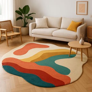 Hand-Tufted Wool Area Rug: Colorful Irregular Modern Design