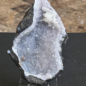 Rare Barite-Bladed Quartz Geode with Pyrite Inclusions – 6” Natural Druzy Mineral Specimen, Collectible Crystal Cluster