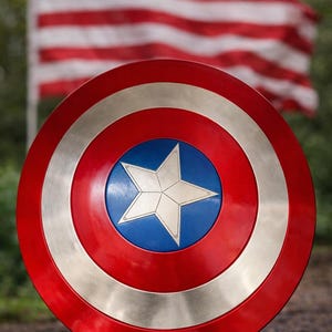 Handmade Captain America Shield Replica – Cosplay Prop, Superhero Gift, Marvel Collectible, Wall Decor - wind shield LARP image 1