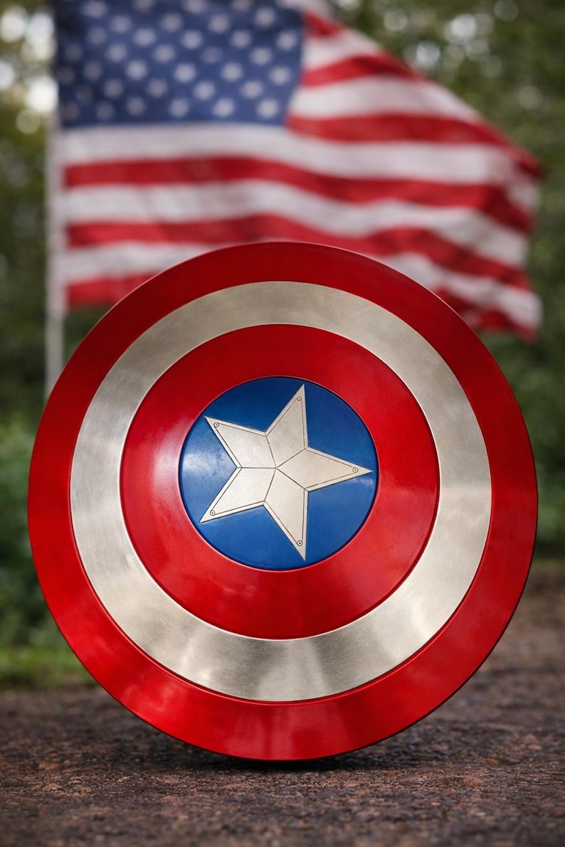 Handmade Captain America Shield Replica – Cosplay Prop, Superhero Gift, Marvel Collectible, Wall Decor - wind shield LARP image 1