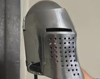 Handgemaakte stalen kruisvaarderhelm – Middeleeuws ridderharnas cosplay LARP