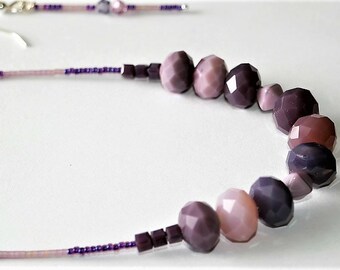 Handmade Beaded Mixed Purples/Plums/Seed Beads/Swarovski Crystals/Sterling Silver Toggle/Matching Dangle Stick Earrings