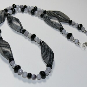 Zebra Jasper & Gray Howlite Handmade Necklace with Sterling Silver Clasp Jasper Necklace Gray Necklace image 2