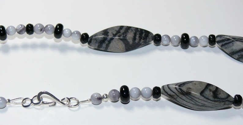 Zebra Jasper & Gray Howlite Handmade Necklace with Sterling Silver Clasp Jasper Necklace Gray Necklace image 5