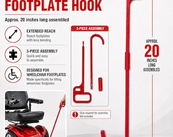 XL Wheelchair Foot Plate Hook | 2 Pack | 3D Printed Reach Assist Accessory