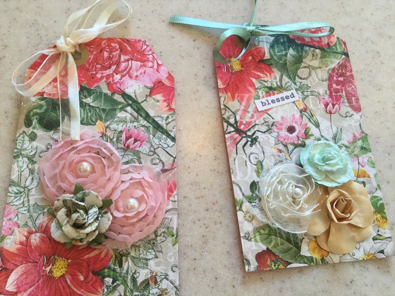 tie around a pretty bottle for decor mixed media or art a thank you tag altered art use for collages Handmade Tags 14 Tags for a gift