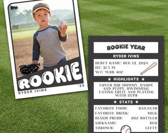1er anniversaire de recrue de l'année | carte d'anniversaire de base-ball | carte de joueur de baseball de premier anniversaire | Carte à collectionner recrue | Carte à collectionner