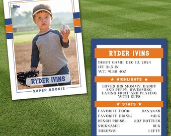 1er anniversaire de recrue de l'année | carte d'anniversaire de base-ball | carte de joueur de baseball de premier anniversaire | Carte à collectionner recrue | Carte à collectionner