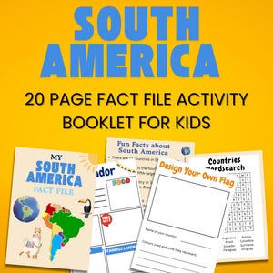 My South America Fact File | Printable Geography Workbook | Fun facts, Word Search, Fact Files, and Create Your Own Country/flag activity
