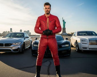 Handmade Leather Suit Tailored Jacket & Pants Custom Fit