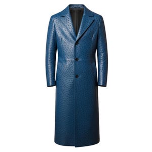Luxury Ostrich Leather Long Coat Men’s Edition Genuine Ostrich Leather Long Coat for Men High Quality