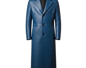 Luxus Straußenleder Langer Mantel: Herren High-Fashion-Oberbekleidung
