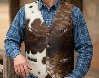 Hair On Cowhide Leather Biker Vest Handcrafted New Style Vest