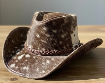 Genuine Hair On Leather Western Hat Unique Style