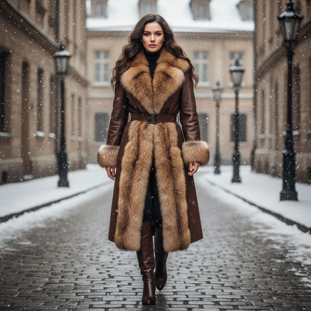 ❤️レア❗️TFW49『HANDSFREE COAT』❤️1piu1uguale3 Golden Isle Trench Coat- A Swanky Natural Fox Fur Outerwear