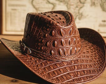 Luxury Crocodile Leather Cowboy Hat Handmade Western Fashion