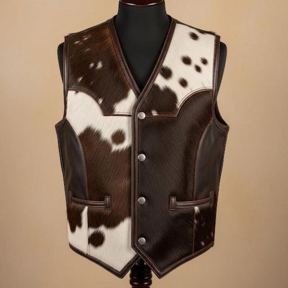 Handcrafted Hair On Cowhide Vest Genuine Leather Western Fashion