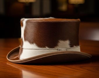 Chapéu Western Artesanal em Couro com Pelo, Estilo Único e Natural
