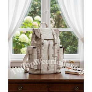 Handgefertigter Krokodilprägeleder-Rucksack, Herrenmodetasche