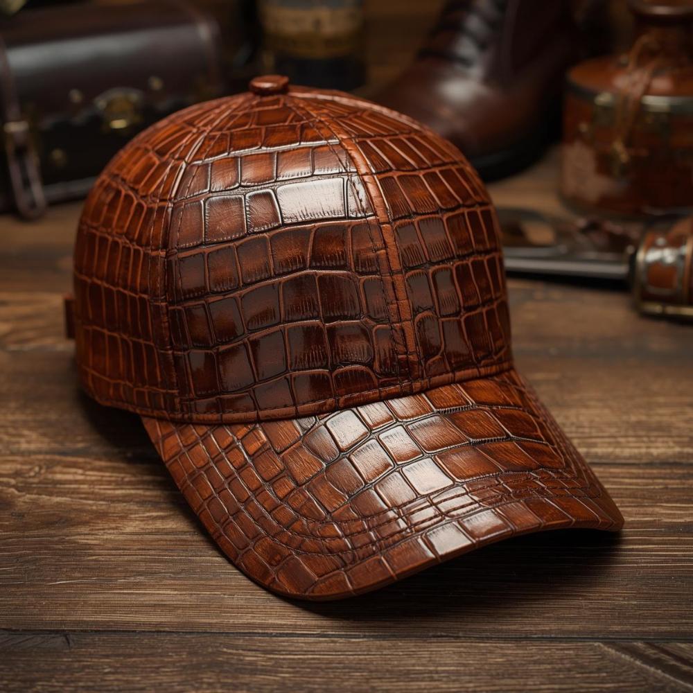 Handmade Crocodile Impose Leather Baseball Cap Luxury Streetwear