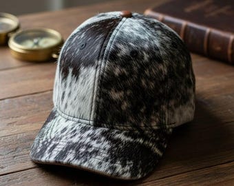 Gorra de piel de vaca con pelo hecha a mano, estilo occidental, unisex