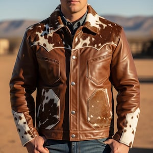 Hair On Cowhide Leather Biker Jacket Genuine Western Outerwear