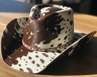 Handcrafted Hair On Cowhide Rodeo Hat Rustic Western Style