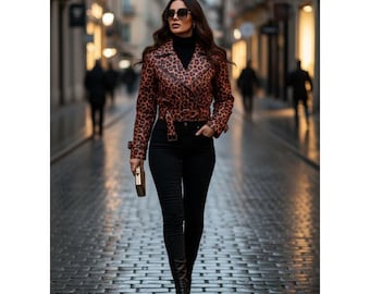 Biker Jacket Leopard, Animal Print Leather - Etsy