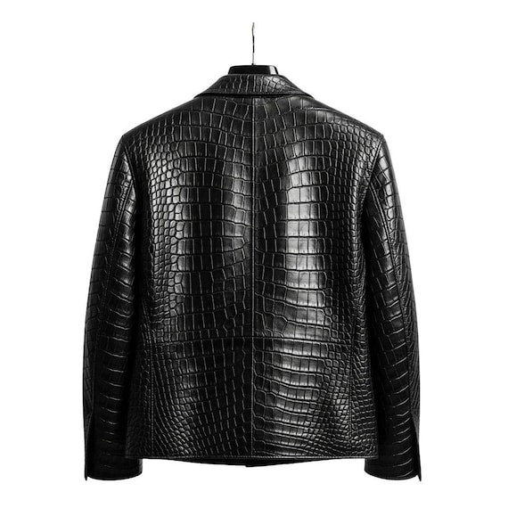 Classic Crocodile Genuine Leather Motorcycle Jacket Moto Style - Etsy