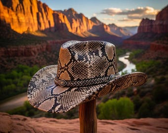 Snake Leather Cowboy Hat Authentic Snakeskin Handmade Western Hat Festival Fashion