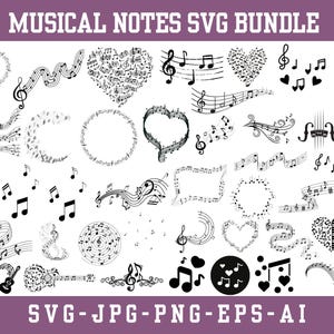 Musical Notes Svg Png Bundle,Musical Notes Vectors,Musical notes svg files for Cricut,Music Notes Clipart,Music Symbols Svg,Digital Download