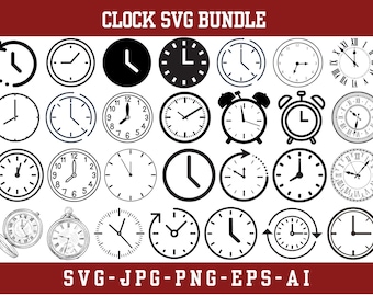 Bundle di quadranti di orologio SVG, design con numeri romani (file digitale)