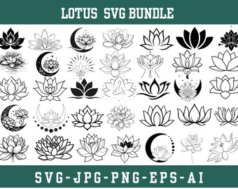Lotus Blume SVG Bundle, Mandala, Cricut Cut Dateien (Digitale Dateien)