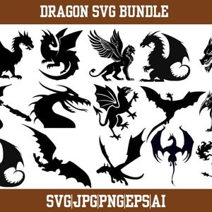 Dragon SVG Bundle,Fire Dragon Svg, Witchcraft SVG,Dragons Head,Dragon Tattoo Svg,Dragon Silhouette,Tribal Dragon Tattoo Designs,Cut Files